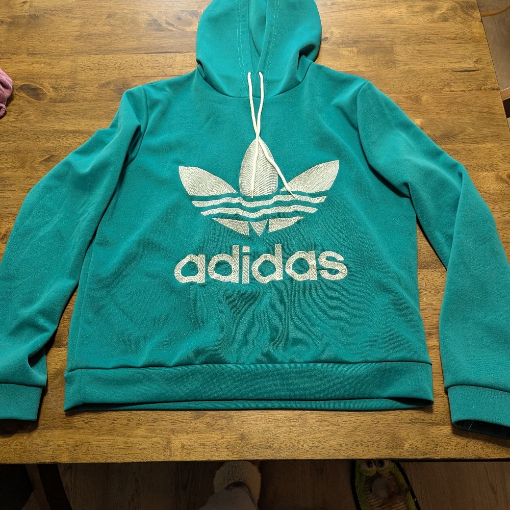 Adidas green Hoodie with White Logo